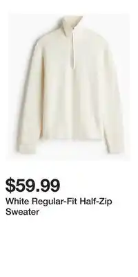 H&M White Regular-Fit Half-Zip Sweater offer