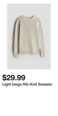 H&M Light beige Rib-Knit Sweater offer