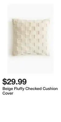H&M Beige Fluffy Checked Cushion Cover offer
