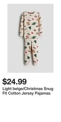 H&M Light beige/Christmas Snug Fit Cotton Jersey Pajamas offer