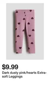 H&M Dark dusty pink/hearts Extra-soft Leggings offer