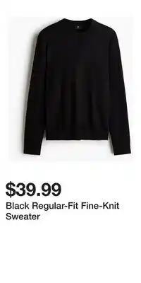 H&M Black Regular-Fit Fine-Knit Sweater offer
