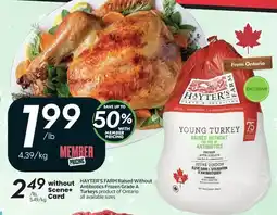 Sobeys HAYTER'S FARM Raised Without Antibiotics Frozen Grade A Turkeys offer