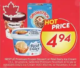 Sobeys NESTLÉ Premium Frozen Dessert or Real Dairy Ice Cream, Drumstick, Premium Novelties or HÄAGEN-DAZS Ice Cream or Novelties offer