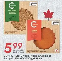 Sobeys COMPLIMENTS Apple, Apple Crumble or Pumpkin Pies offer