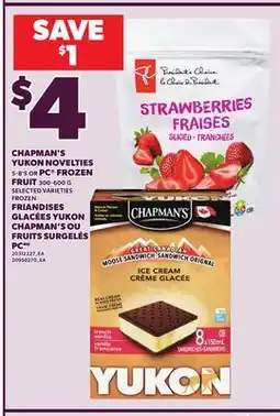 Independent City Market CHAPMAN'S YUKON NOVELTIES, 5-8' S OR OR PC FROZEN FRUIT, 300-600 G offer