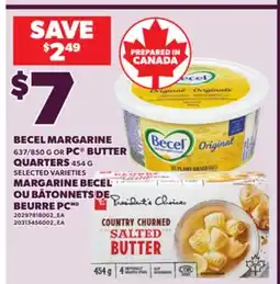 Independent City Market BECEL MARGARINE, 637/850 G OR PC BUTTER QUARTERS, 454 G offer