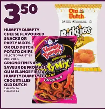 Independent City Market HUMPTY DUMPTY CHEESE FLAVOURED SNACKS OR PARTY MIXES OR OLD DUTCH POTATO CHIPS, 200-290G offer