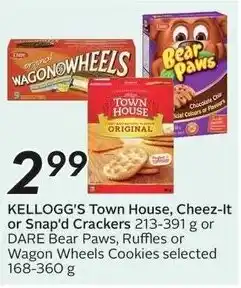 Sobeys KELLOGG'S Town House, Cheez-It or Snap'd Crackers or DARE Bear Paws, Ruffles or Wagon Wheels Cookies offer