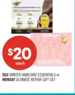 Shoppers Drug Mart OGX WINTER HAIRCARE ESSENTIALS or MONDAY ULTIMATE REPAIR GIFT SET offer