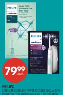 Shoppers Drug Mart PHILIPS SONICARE CORDLESS POWER FLOSSER 3000 or 4500 PROTECTIVE CLEAN RECHARGEABLE TOOTHBRUSH offer