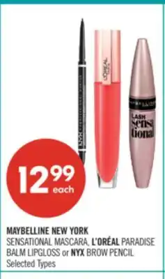 Shoppers Drug Mart MAYBELLINE NEW YORK SENSATIONAL MASCARA, L'ORÉAL PARADISE BALM LIPGLOSS or NYX BROW PENCIL offer