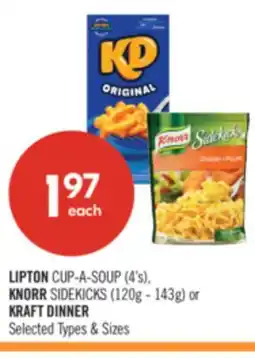 Shoppers Drug Mart LIPTON CUP-A-SOUP (4's), KNORR SIDEKICKS (120g - 143g) or KRAFT DINNER offer