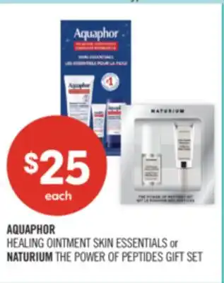 Shoppers Drug Mart AQUAPHOR HEALING OINTMENT SKIN ESSENTIALS or NATURIUM THE POWER OF PEPTIDES GIFT SET offer