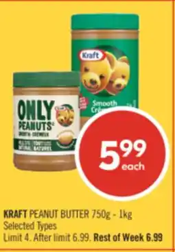 Shoppers Drug Mart KRAFT PEANUT BUTTER 750g - 1kg offer