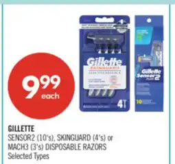 Shoppers Drug Mart GILLETTE SENSOR2 (10's), SKINGUARD (4's) or MACH3 (3's) DISPOSABLE RAZORS offer
