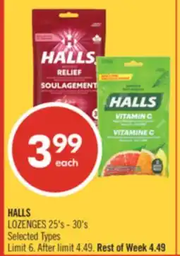 Shoppers Drug Mart HALLS LOZENGES offer
