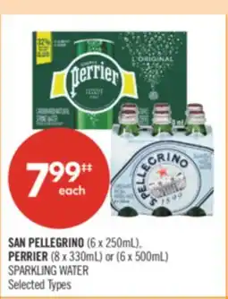 Shoppers Drug Mart SAN PELLEGRINO (6 x 250mL), PERRIER (8 x 330mL) or (6 x 500mL) SPARKLING WATER offer