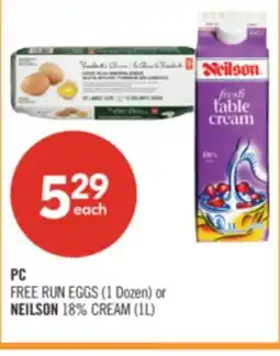 Shoppers Drug Mart PC FREE RUN EGGS (1 Dozen) or NEILSON 18% CREAM (1L) offer