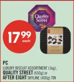 Shoppers Drug Mart PC LUXURY BISCUIT ASSORTMENT (1kg), QUALITY STREET (650g) or AFTER EIGHT SKYLINE (400g) TIN offer