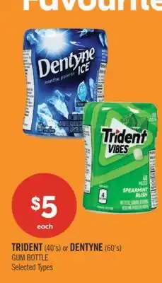 Shoppers Drug Mart TRIDENT (40's) or DENTYNE (60's) GUM BOTTLE offer