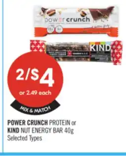 Shoppers Drug Mart POWER CRUNCH PROTEIN or KIND NUT ENERGY BAR 40g offer