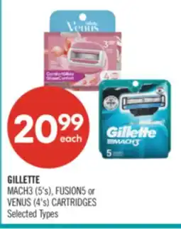 Shoppers Drug Mart GILLETTE MACH3 (5's), FUSION5 or VENUS (4's) CARTRIDGES offer