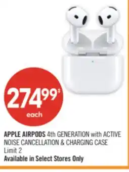 Shoppers Drug Mart APPLE AIRPODS 4th GENERATION with ACTIVE NOISE CANCELLATION & CHARGING CASE offer