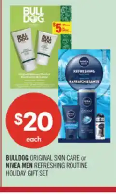 Shoppers Drug Mart BULLDOG ORIGINAL SKIN CARE or NIVEA MEN REFRESHING ROUTINE HOLIDAY GIFT SET offer