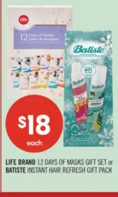 Shoppers Drug Mart LIFE BRAND 12 DAYS OF MASKS GIFT SET or BATISTE INSTANT HAIR REFRESH GIFT PACK offer