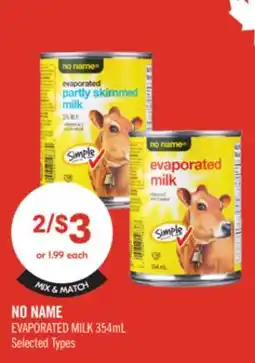 Shoppers Drug Mart NO NAME EVAPORATED MILK offer