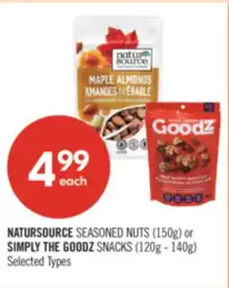 Shoppers Drug Mart NATURSOURCE SEASONED NUTS (150g) or SIMPLY THE GOODZ SNACKS (120g - 140g) offer