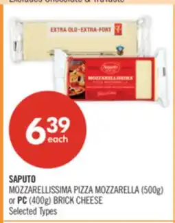 Shoppers Drug Mart SAPUTO MOZZARELLISSIMA PIZZA MOZZARELLA (500g) or PC (400g) BRICK CHEESE offer