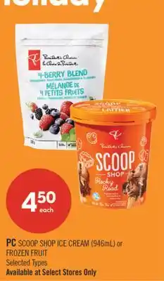 Shoppers Drug Mart PC SCOOP SHOP ICE CREAM (946mL) or FROZEN FRUIT offer