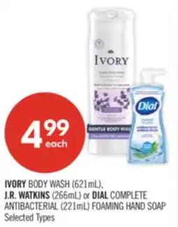 Shoppers Drug Mart IVORY BODY WASH (621mL), J.R. WATKINS (266mL) or DIAL COMPLETE ANTIBACTERIAL (221mL) FOAMING HAND SO offer