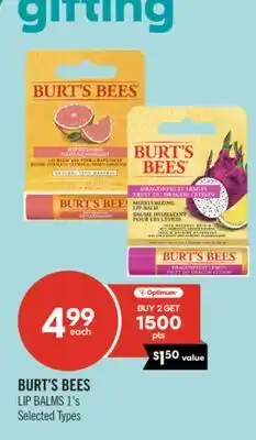 Shoppers Drug Mart BURT'S BEES LIP BALMS 1's offer