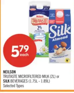 Shoppers Drug Mart TRUTASTE MICROFILTERED MILK (2L) or SILK BEVERAGES (1.75L - 1.89L) offer