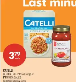 Shoppers Drug Mart Catelli Gluten Free Pasta (340g) or PC Pasta Sauce offer