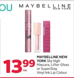 Rexall MAYBELLINE NEW YORK Sky High Mascara, Lifter Gloss or SuperStay Vinyl Ink Lip Colour offer