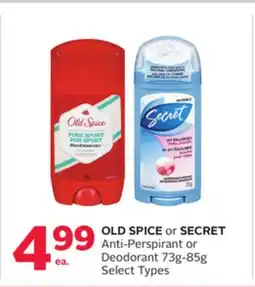 Rexall OLD SPICE or SECRET Anti-Perspirant or Deodorant offer