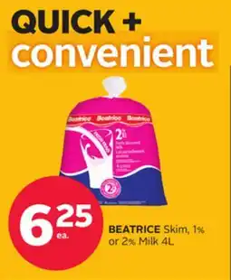 Rexall BEATRICE Skim, 1% or 2% Milk 4L offer