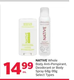 Rexall NATIVE Whole Body Anti-Perspirant, Deodorant or Body Spray offer