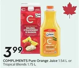 Sobeys Compliments Pure Orange Juice or Tropical Blends offer
