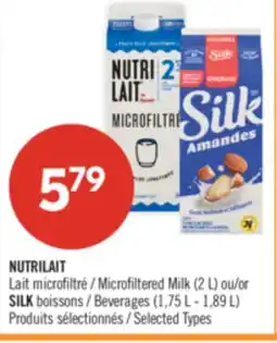 Pharmaprix NUTRILAIT Microfiltered Milk (2 L) or SILK Beverages (1,75 L-1,89 L) offer