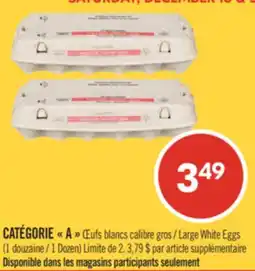 Pharmaprix CATÉGORIE A Large White Eggs (1 1 Dozen) offer