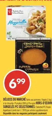 Pharmaprix DÉLICES DU MARCHÉ Apple (1 Kg) Pumpkin (900 g) Pie or Selected PC Frozen Appetizers offer