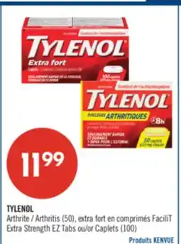 Pharmaprix TYLENOL Arthritis (50), Extra Strength EZ Tabs or Caplets (100) offer