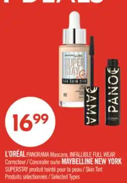 Pharmaprix L'ORÉAL PANORAMA Mascara, INFALLIBLE FULL WEAR Concealer or MAYBELLINE NEW YORK SUPERSTAY Skin Tint offer