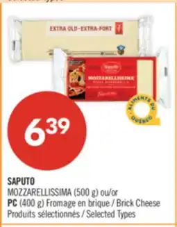 Pharmaprix SAPUTO MOZZARELLISSIMA (500 g) or PC (400 g) Brick Cheese offer