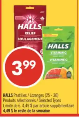Pharmaprix HALLS Lozenges offer